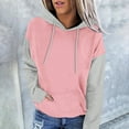 thumbnail image 2 of Jinhomg Long Sleeve Hoodies for Women Fall Casual Color Block Kangaroo Pocket Sweatshirt Loose Cozy Long Sleeve Pullover Hoodie with Drawstring Fall Saving Pink XL, 2 of 6