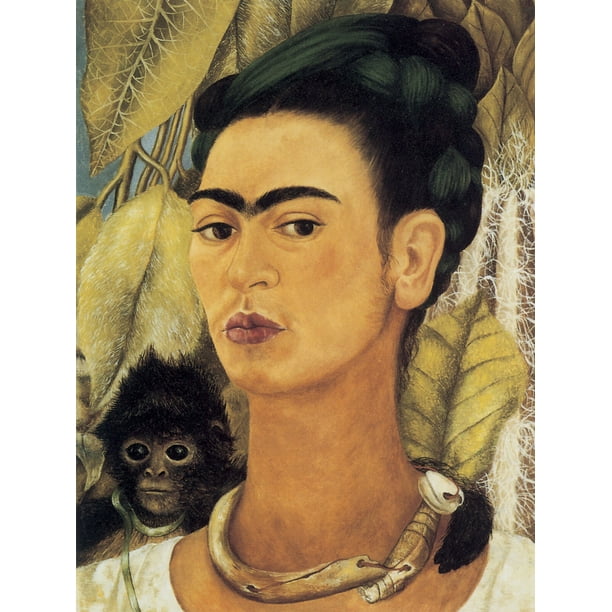 Self Portrait With Monkey Frida Kahlo Canvas Or Print Wall Art Walmart Com Walmart Com