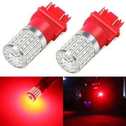 Phinlion 3157 Red LED Brake Light Bulb Super Bright 3014 72-SMD 3056 3156 3057