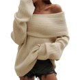 thumbnail image 2 of Women's Off the Shoulder Sweater Oversized Batwing Sleeve Loose Pullover Sweaters Tops Color M, 2 of 10