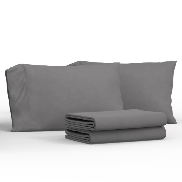 Dawn 4Piece Sustainability Sheet Set, Charcoal, Full Size, Soft 90 GSM