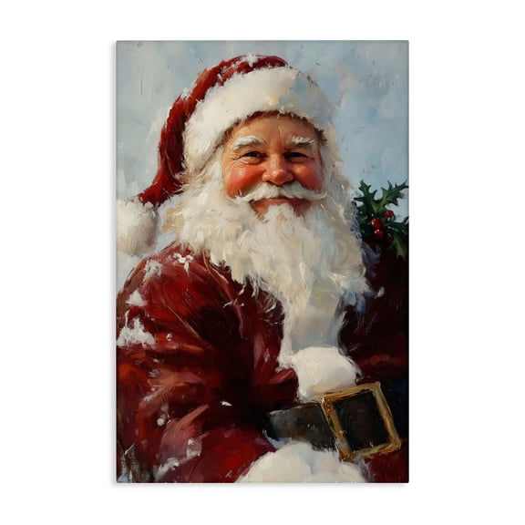 Rosy Cheeked Santa Smile Canvas Wall Art, design by Petal Prints Design