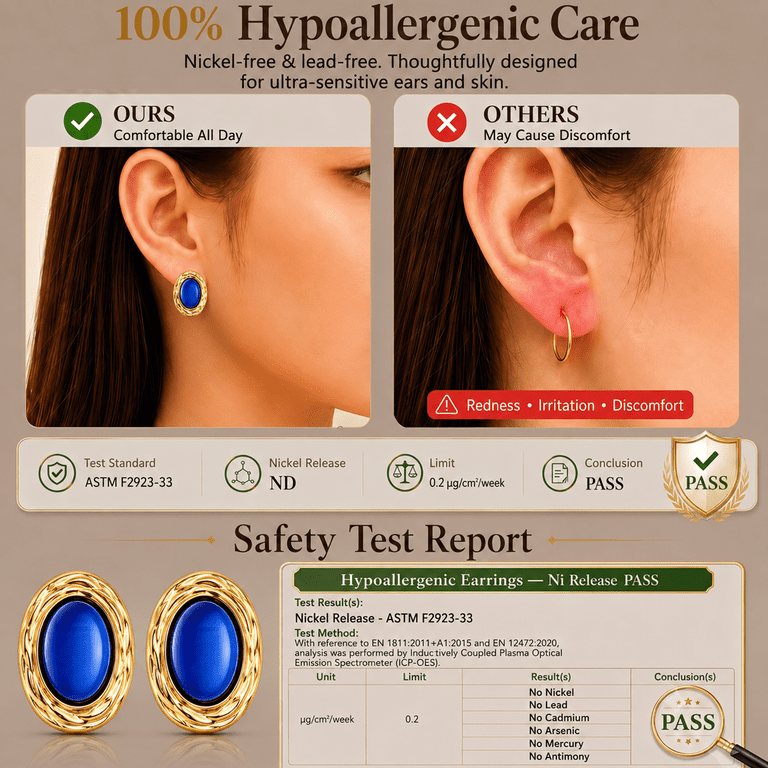 Eclipton Gold Plated Oval Pearl Stud Earrings photo 4