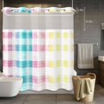 thumbnail image 2 of No Hook Shower Curtain with Snap in Liner, Easter Red Yellow Blue Stripes Waterproof Fabric Bathroom Curtain Mesh Top Window, Abstract Buffalo Plaid Shower Curtains 72x72in, 2 of 9