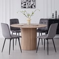 thumbnail image 6 of Set of 4 Velvet Dining Chairs - Mid Century Modern Dinning Chair, Upholstered Cushion Seat, Square-Patterned Backrest, Grey, Dinner Chairs with Metal Legs for Dining Living Room, Bedroom, 6 of 10