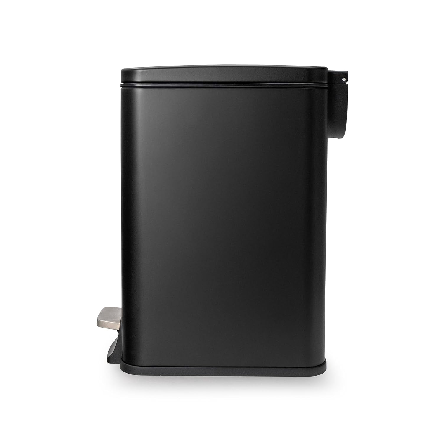 Moorefield Forte Slim Rectangular Step Trash Can, 1.6 Gallon Compact Bathroom Waste Bin with Soft Close Lid and Removable Inner Bucket, Matte Black