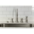 thumbnail image 3 of Kingston Brass KS2798BPLBS Bel-Air Double-Handle 4-Hole Widespread Kitchen Faucet with Brass Sprayer in Brushed Nickel, 3 of 8