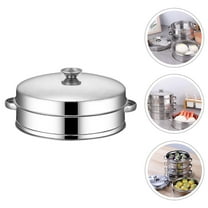 CTIRCHIU 1 Set 7.86X7.86in Square Silver Food Steamer with Lid for Family Use Restaurant Canteen Hotel