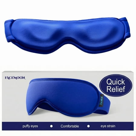 FACEMOON Contoured Cooling Gel Eye Mask Snug Fit Cold Compress for Puffiness, Migraines, Dark Circles, Sinus Relief, Reusable, Universal Fit, Blue