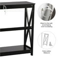 thumbnail image 5 of Renwick Transitional Wood X-Design Console Table with Storage Shelf, Black, 5 of 6
