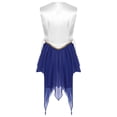 thumbnail image 2 of TiaoBug Womens Color Block Praise Lyrical Dance Dress Tunic Sides Split Irregular Liturgical Dancewear Blue M, 2 of 7