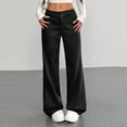 thumbnail image 6 of Women's Soft Stretchy Wide Leg Pants for Women, Mid Elastic Waist, Straight Leg Solid Color, Business Casual Work Office Lounge, Womens Trousers Cropped Pants | UKHCCC,Black L, 6 of 8