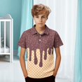 thumbnail image 2 of CPNG Boys Summer Shirt Comfortable Fashion Funny Ice Cream Print Short Sleeve Loose Lapel Buttoned Shirts(Coffee,5-6 Years), 2 of 7