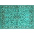 thumbnail image 1 of Ahgly Company Machine Washable Indoor Rectangle Oriental Turquoise Blue Industrial Area Rugs, 3' x 5', 1 of 4