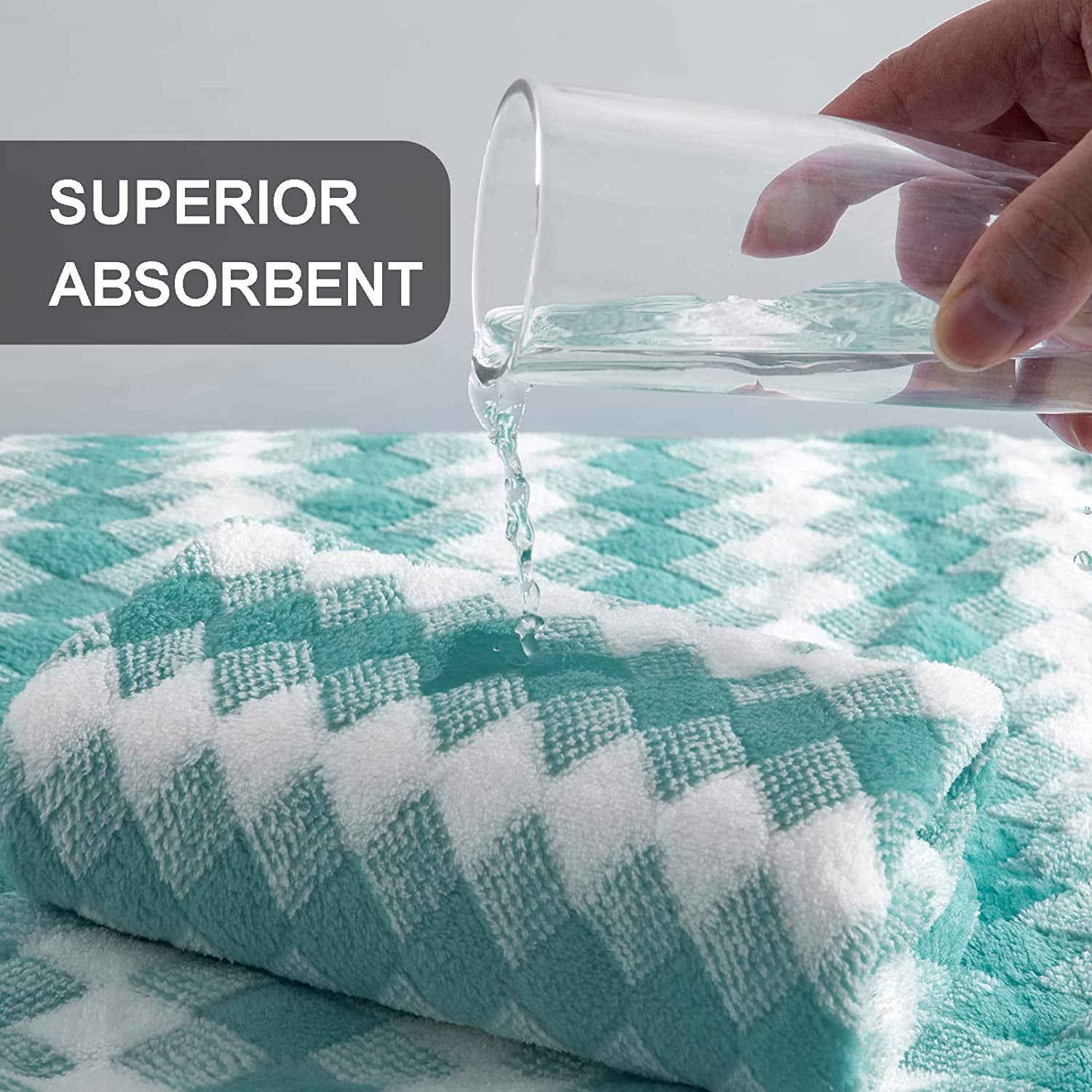Smuge 2 Pack Hand Towels (16 x 31 in, Lake Blue) Ultra Soft Microfiber Quick Dry Shower Hand Towels
