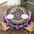 thumbnail image 3 of Colorful Rainbow Tie Dye Spiral Pattern Round Tablecloth 60"x60",Wrinkle Wipeable Table Cloth for Kitchen Dining Room Picnic Patio Party, 3 of 6