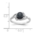 thumbnail image 2 of Solid 14k White Gold 6mm Black Freshwater Cultured Pearl Diamond Ring Band Size 7 (.048 cttw.), 2 of 3