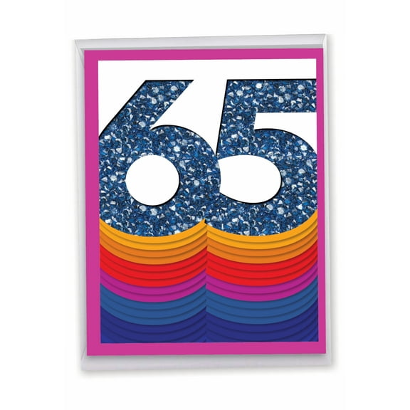 1 Big Funny Happy Birthday Card with Envelope (8.5 x 11 Inch) - Bold Milestones 65 J6110OMBG