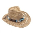thumbnail image 3 of Men & Women's Cowboy Cowgirl Hat - Western Hollow Hats for Women, Adjustable Cowboy Hat Men with Wide Brim, 3 of 8