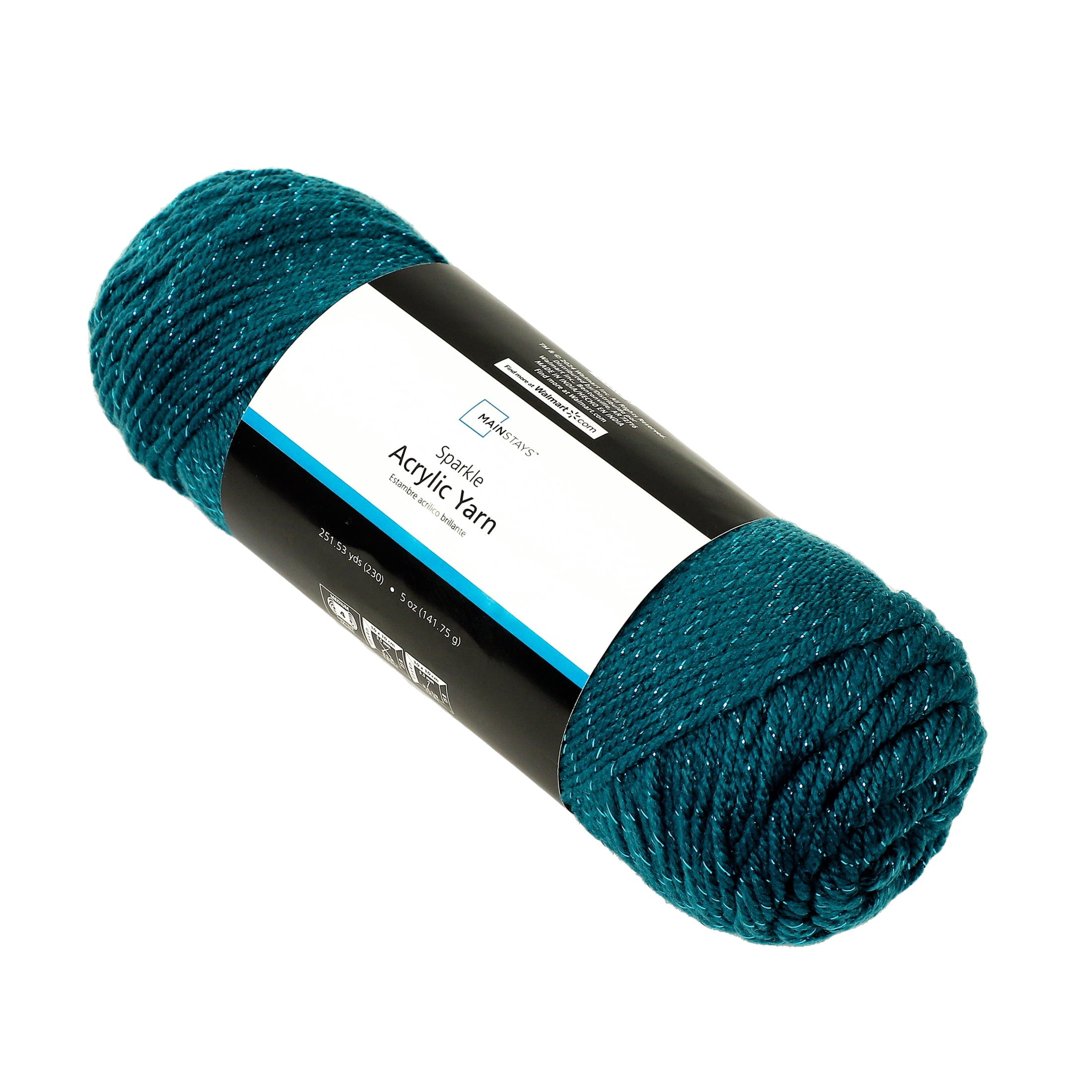 Mainstays Sparkle Acrylic Yarn, 5 oz, Teal