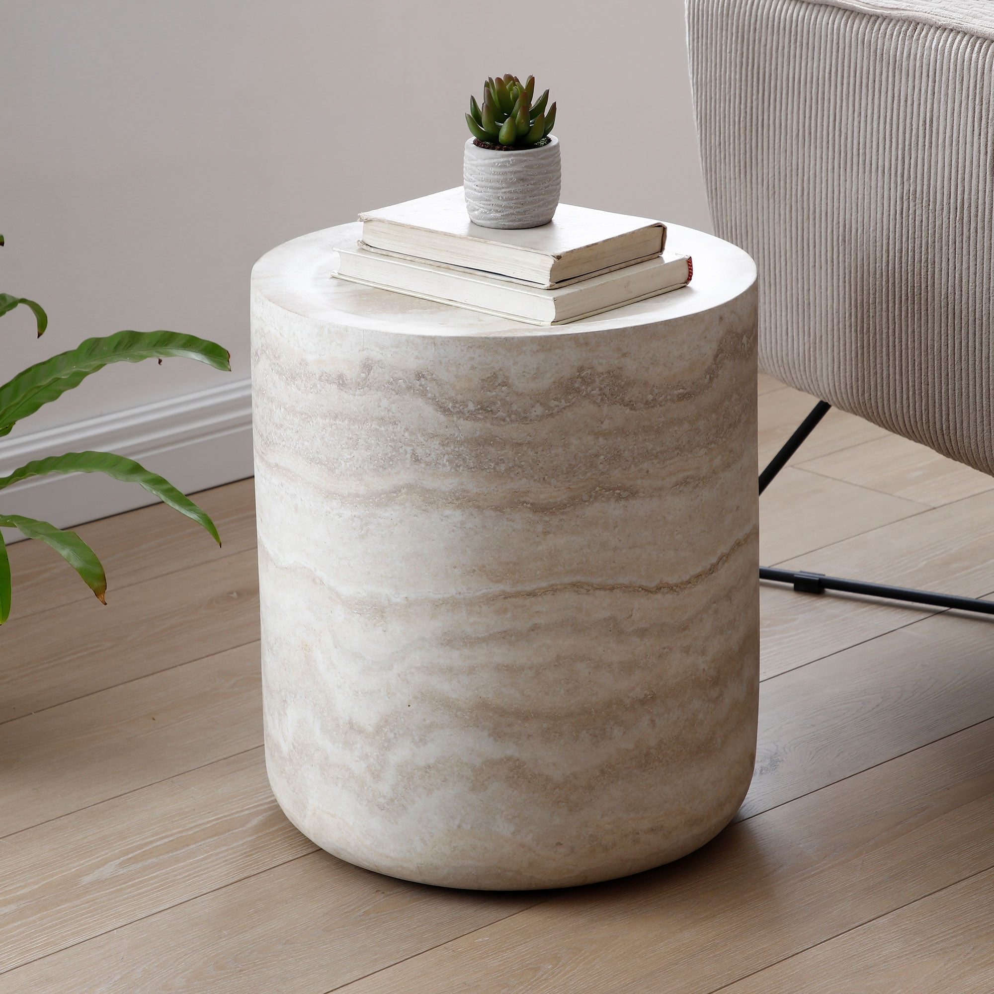 Kevinplus Set of 2 Faux MARS Pattern Round Coffee Tables for Living Room, No Need Assembly.