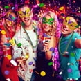 thumbnail image 4 of 196pcs Mardi Gras Party Kit: Beads, Masks & Decorations - Reusable for Parades, Masquerade Balls, 4 of 6