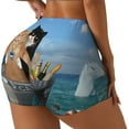 thumbnail image 2 of Fotbe Two Brave Cats Are Floating On The Sea Iceberg Seamless Shorts, Womens Workout Shorts High Waist Stretch Booty Short for Gym/Yoga/Running/Biking-Medium, 2 of 9