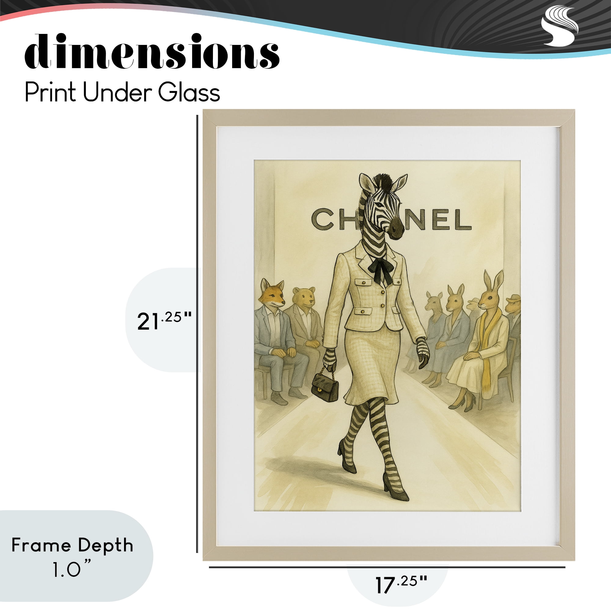 Stupell Industries Fashion Runway Zebra Birch Framed Print Under Glass, design by Grotto Studios