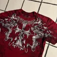 thumbnail image 2 of T-shirt Affliction Rouge des Années 90 Homme Américain Rétro Coton Col Rond Chemise Lavée Hip-Hop Couple Spéciaux d'Été Porter Goth T-Shirts, 2 of 5