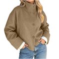 thumbnail image 7 of WIZUTIZ Women's Solid Color Button Front Jacket Turn Down Collar Long Sleeve Loose Casual, 7 of 7
