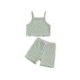 thumbnail image 2 of Aojekbee Baby Girl Summer Outfits Cute Floral Print Sleeveless Cami Tops + Shorts Set Infant 2Pcs Clothes, 2 of 10