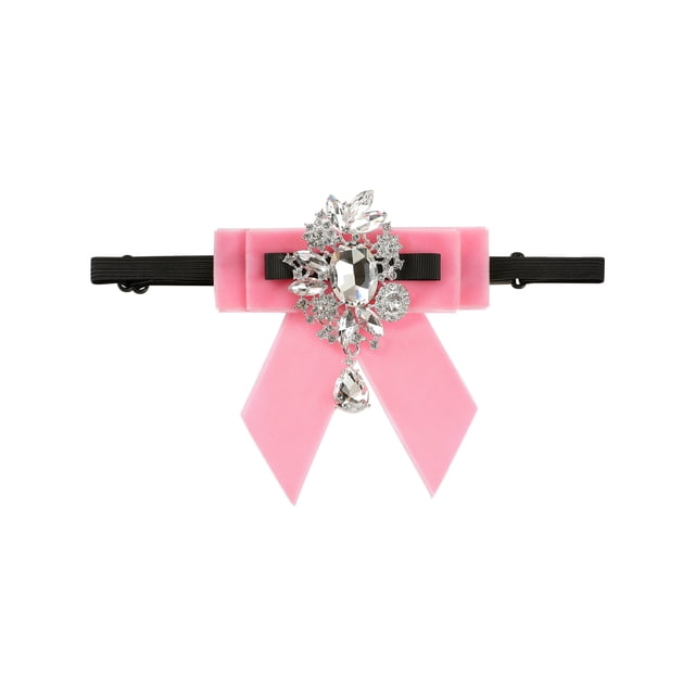 Corbata ajustable con lazo para mujeres INSPIRE CHIC, decorada con diamantes, para camisas de uniforme, color rosa, talla única