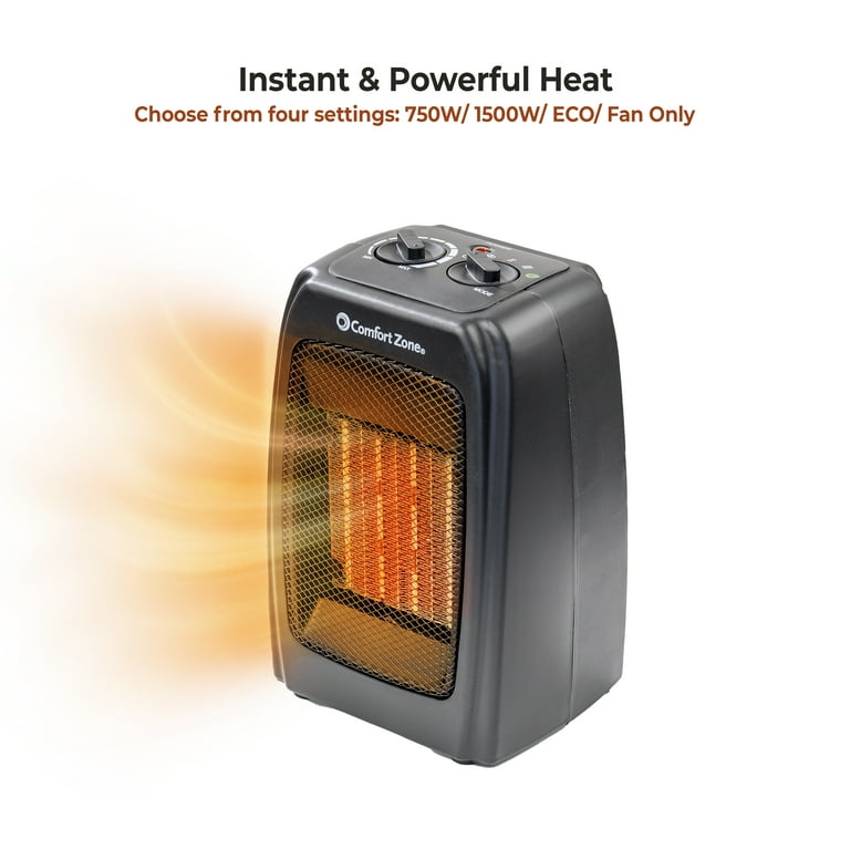 Comfort Zone Portable Desktop Electric Space Heater, Adjustable