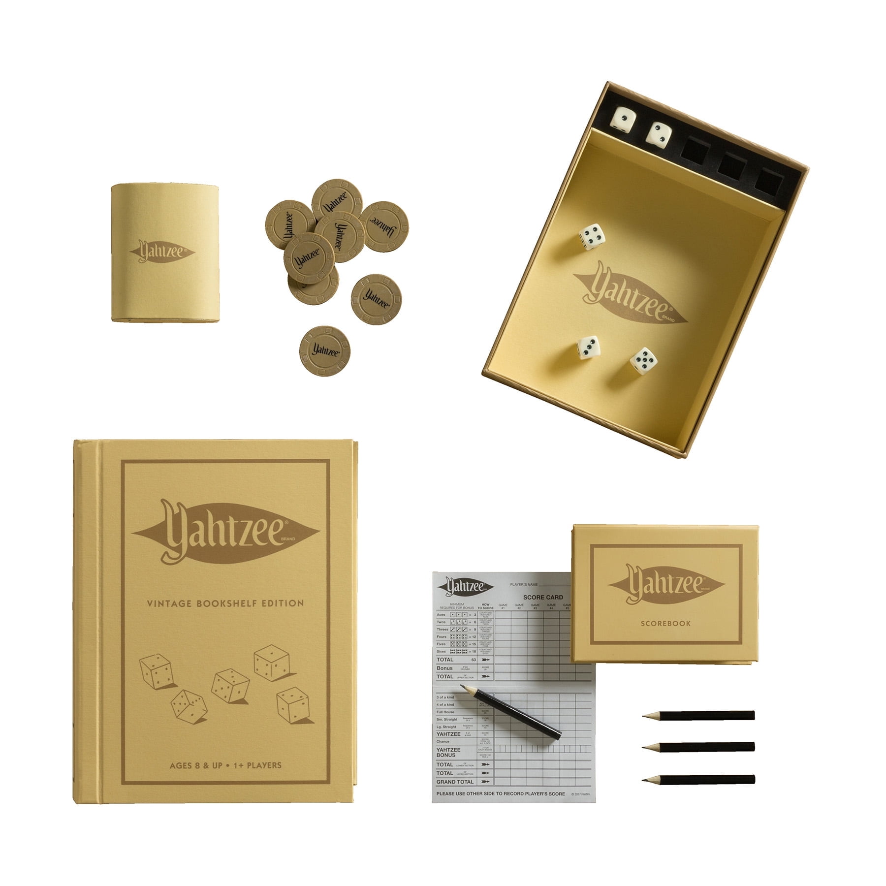 WS Game Company Yahtzee Vintage Bookshelf Edition | Classic Dice Game