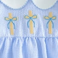 thumbnail image 4 of Larisalt Toddler Baby Girl Easter Dress Short Sleeve Sailor Collar Floral Embroidery Girls Summer Church Dress, 4 of 6