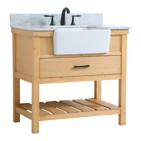 Elegant Decor Clement 36" Single Bathroom Vanity with Backsplash in Natural Wood