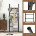 thumbnail image 4 of Giantex Blanket Ladder, 5-Tier Wall-Leaning Towel Holder Shelf, Display Rack w/Removable Hooks, 4 of 9