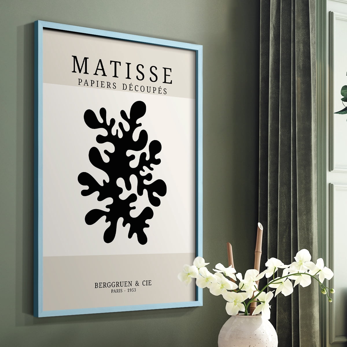 Matisse CDXV in Blue Solid Wood Framed Print No Nail Hanging