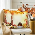 thumbnail image 3 of Fall Maple Leaves Gnomes Pillow Cover 16x16 Set of 2,Orange Decorative Pillow Cases Couch Cushion for Bedroom Home Decor, 3 of 6