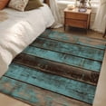 thumbnail image 4 of Teal Wood Grain Washable Area Rug 3x5 Farmhouse Board Retro Vintage Strip Low-Profile Large Area Rugs with Non Slip Backing Indoor Floor Carpet for Entrance Living Room Bedroom Home Office, 4 of 9