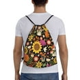 thumbnail image 2 of Easygdp Sunflowers Mushrooms Drawstring Backpack, Beach Sackpack, Travel Sackpack Lightweight for Sports, Gym, Travel, Swimming - Medium, 2 of 9