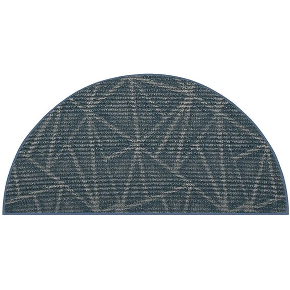 Indoor Outdoor custom size area rugs made in USA pattern Geometrical comes in Ten colors and Nine shapes rectangular,round,square,runners,oval,octagon,halfround - Blue, 66" x 132" halfround Area Rugs