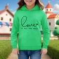 thumbnail image 2 of PMVFHDE Chandail à Col Rond pour Enfants Garçons Filles Manches Longues Imprimés Lettres Chaud Chandail à Capuchon chandail Hauts Enfants Chandails en Molleton Filles, Vert, 3-4 Ans, 2 of 4