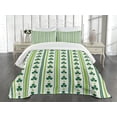 thumbnail image 3 of Ambesonne Floral Quilted Bedspread Set 3 Pcs, Irish Clovers Lines Dots, Queen Size, Lime Green Dark Green, 3 of 5