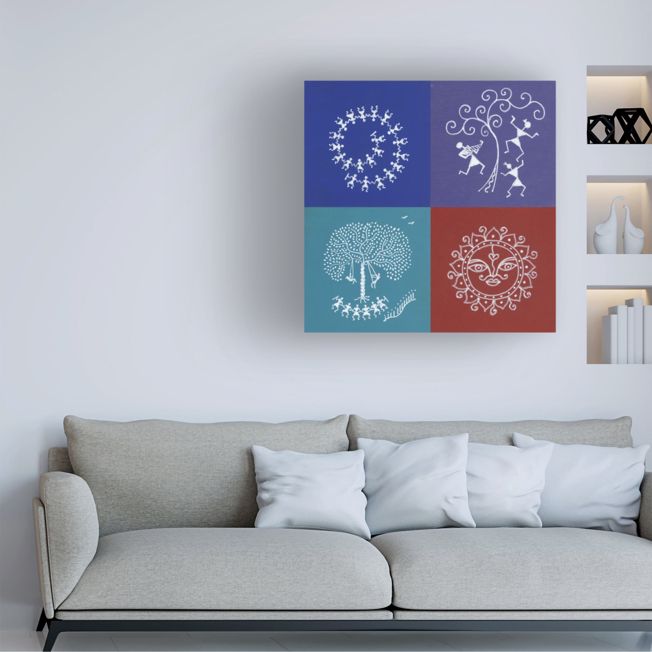 Canvas Wall Art - Medha Karandikar 'The Four Seasons of Life' Wall Art for Living Room, Bedroom, or Office Décor by Trademark Fine Art - 24 x 24 Inches