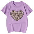 thumbnail image 3 of XAOFW Girl's T-Shirts Short Sleeve Crewneck Leopard Heart Printed Kids Fashionable T Shirts Daily Wear Comfort Fit Tee Shirts Holiday Party Versatile Cozy Children Tops, 3 of 3