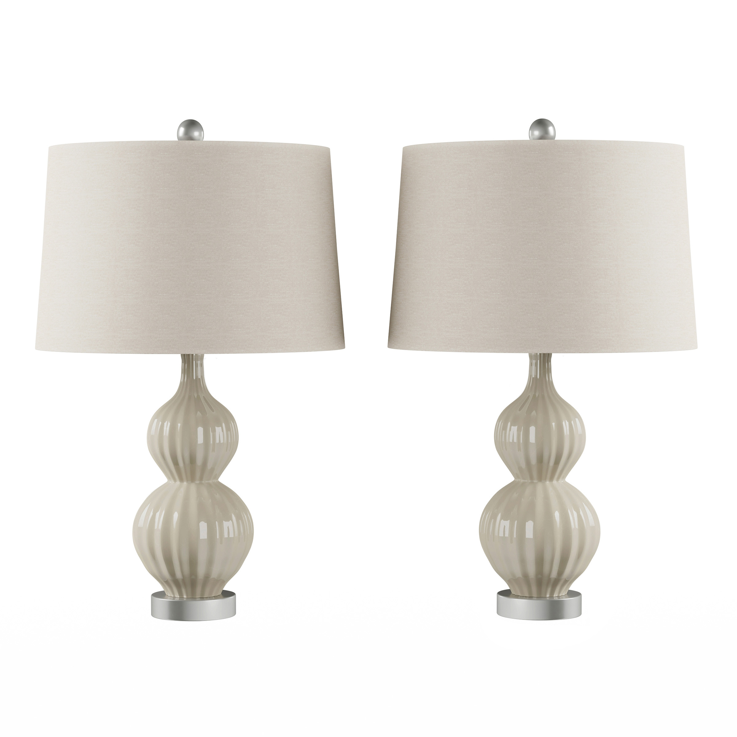 Table Lamps– Set of 2 Ceramic Double Ribbed Gourd Vintage Style Lighting by Lavish Home