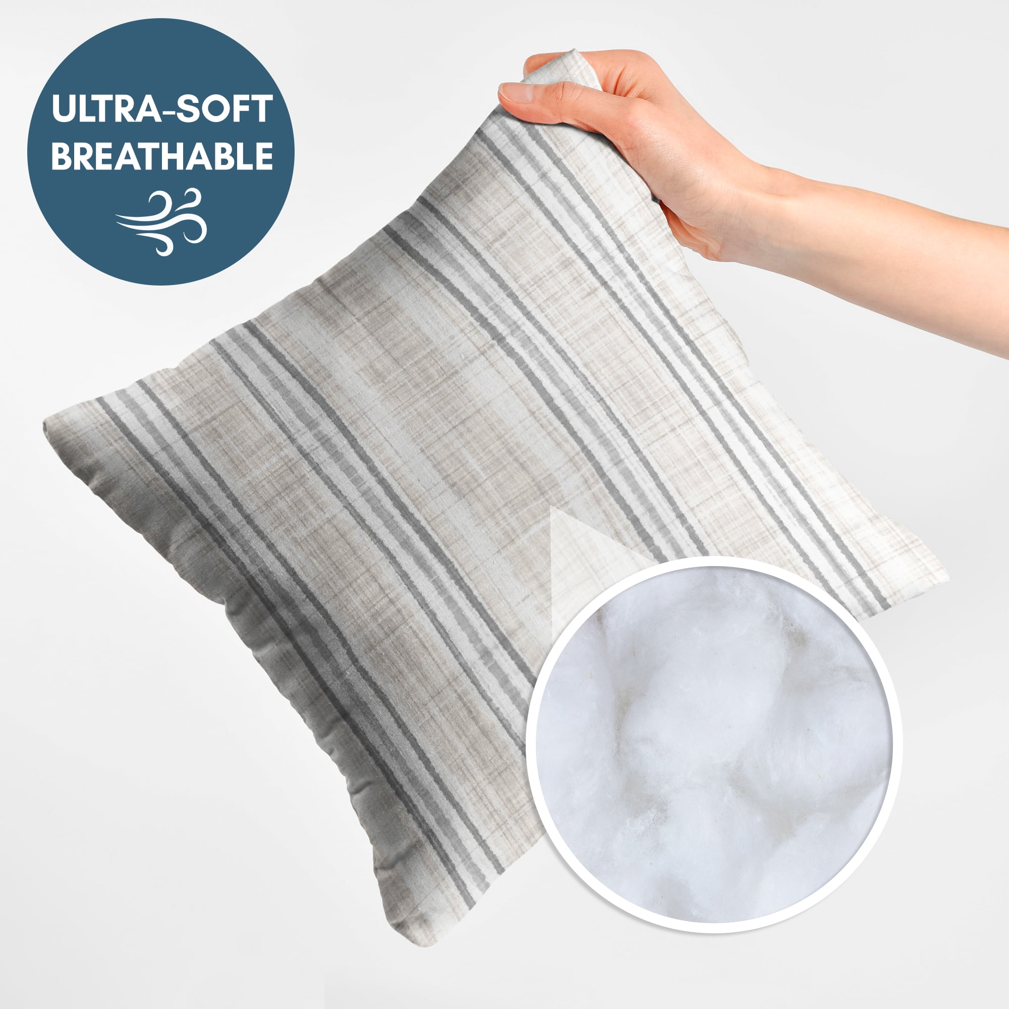 Americanflat 18"x18" Striped Pattern Throw Pillow with Premium Polyester - Cream