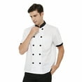 thumbnail image 3 of TOPTIE Short Sleeve Chef Coat Jacket White Lightweight Button Chef Uniform, 3 of 9