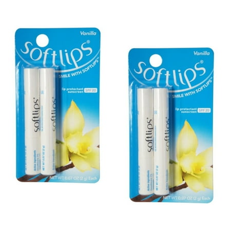 Softlips Lip Protectant/Sunscreen SPF 20, Value Pack, Vanilla 2 Each (Pack of 2)